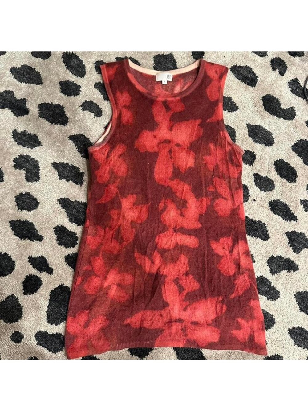 Red Floral Cashmere Tank Top